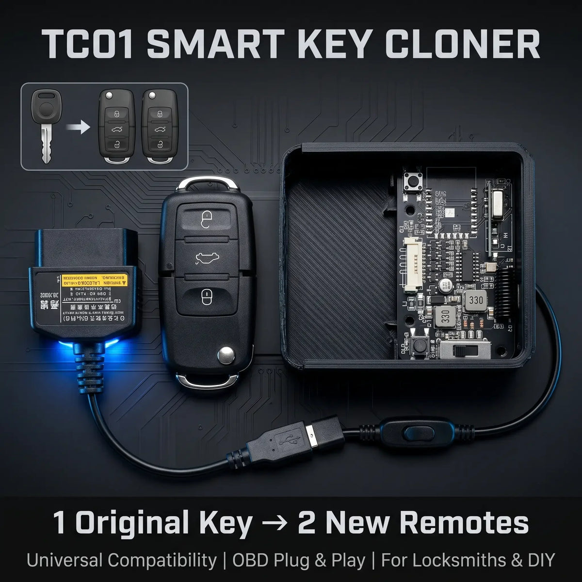 Car Key Universal Adapter Box - KEYDIY Remote Control Duplicator 433.92MHz Key Fob Programmer & Gate Remote Clone Tool