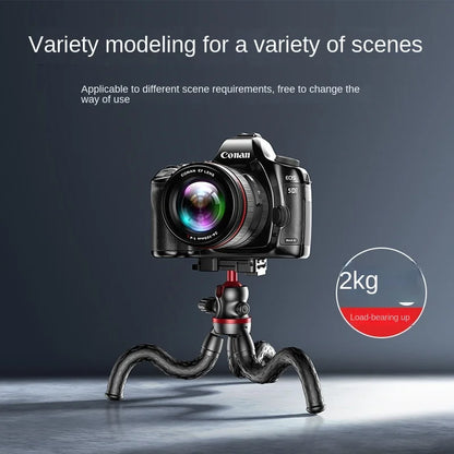 BSLIUFANG 2025 Flexible Octopus Tripod – 2-in-1 Phone & Camera Tripod with Side Cold Shoe & 1/4'' Screw for DSLR, Smartphone