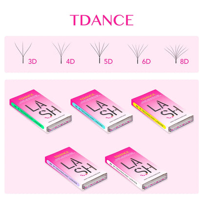 TDANCE 3D–6D Premade Fan Eyelash Extensions – W Style Faux Mink Soft Bloom Automatic Flowering Volume Lashes for Natural Salon-Quality Look