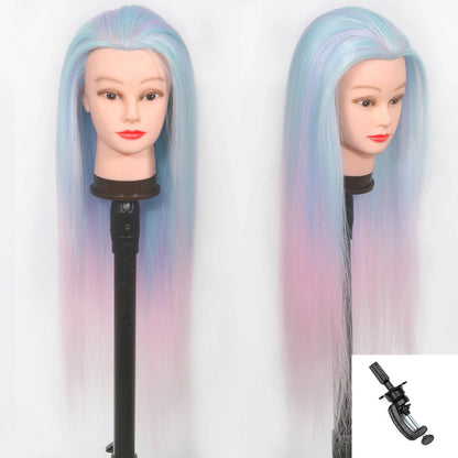Mannequin Head with Long Synthetic Hair – Hairdresser Training Doll for Braiding & Styling Practice