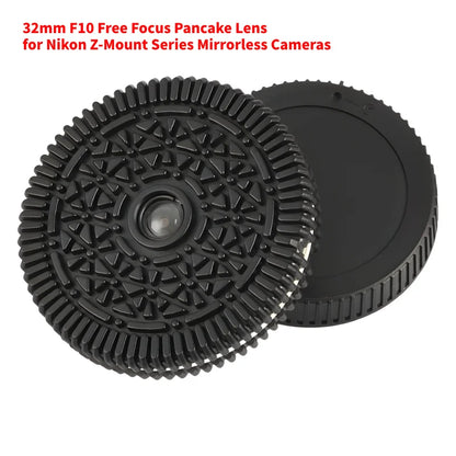 32mm F10 Free Focus Pancake Lens — Sony E, Nikon Z, Fuji X, EF-M, M43 Mount Mirrorless Cameras