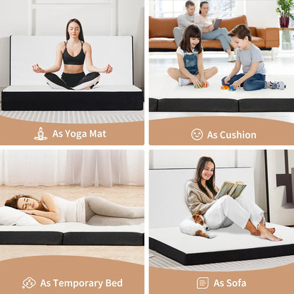 Three-Fold Portable Floor Bed – CertiPUR-US Certified, Soft Touch, Flexible Zipper for Travel, Camping & Yoga