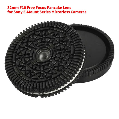 32mm F10 Free Focus Pancake Lens — Sony E, Nikon Z, Fuji X, EF-M, M43 Mount Mirrorless Cameras