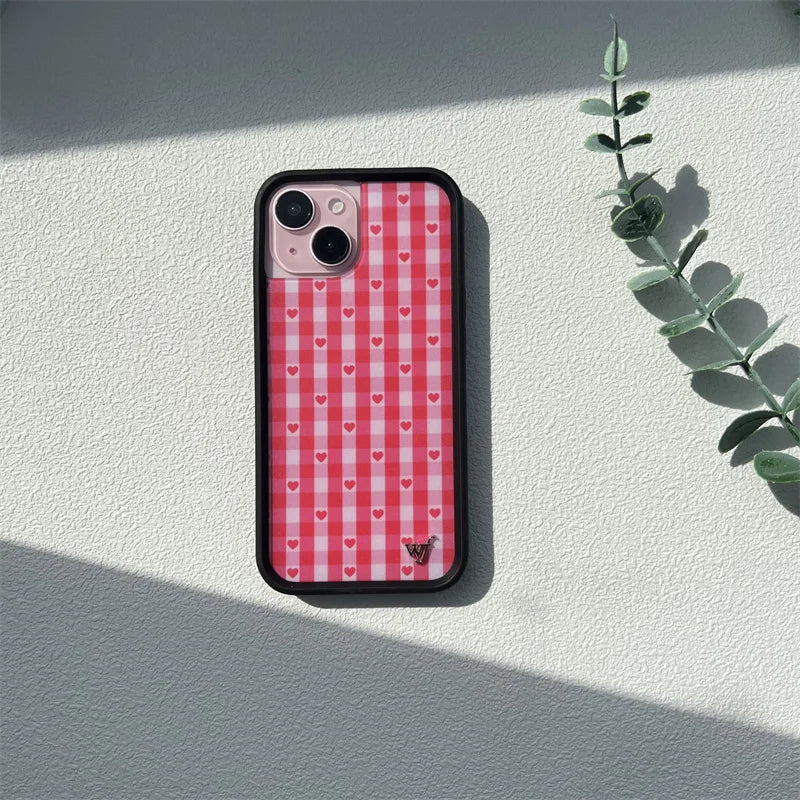 Wildflower Star & Deer iPhone Case – Fashion Strawberry & Polka Dot Cherry Bottom Cover for iPhone 12–16 Pro/Max/Plus
