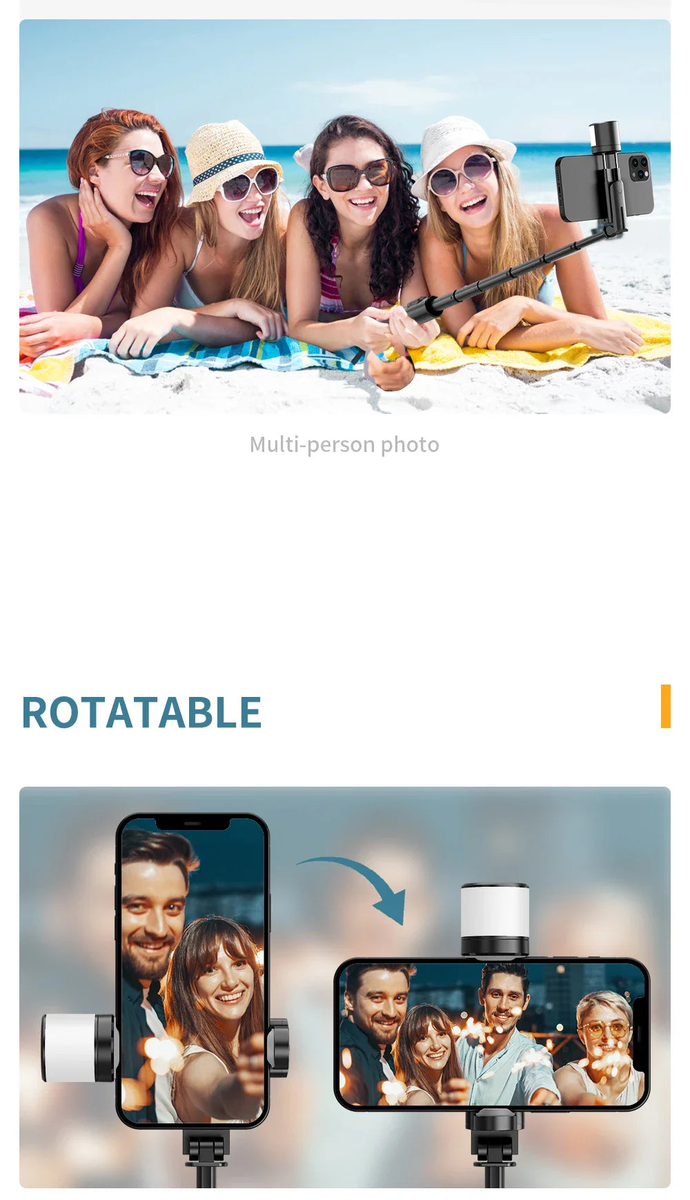 Roreta Portable Wireless Bluetooth Selfie Stick Tripod with Fill Light – Telescopic for iPhone 13, Huawei, Xiaomi & Android Phones