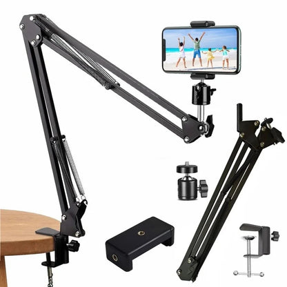 Flexible Arm Phone Tripod Stand for Table & Desktop | Foldable Overhead Mount for Live Video & Photography