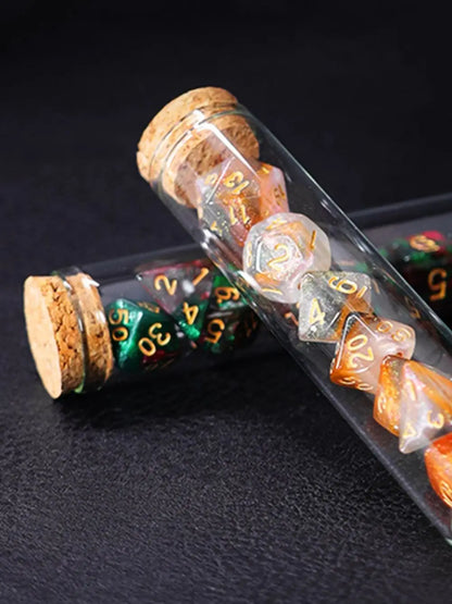 7Pcs RPG Dice Set - Mythology Inspired Polyhedral D&D COC Dice with Fantasy Potion Flask for Tabletop Games