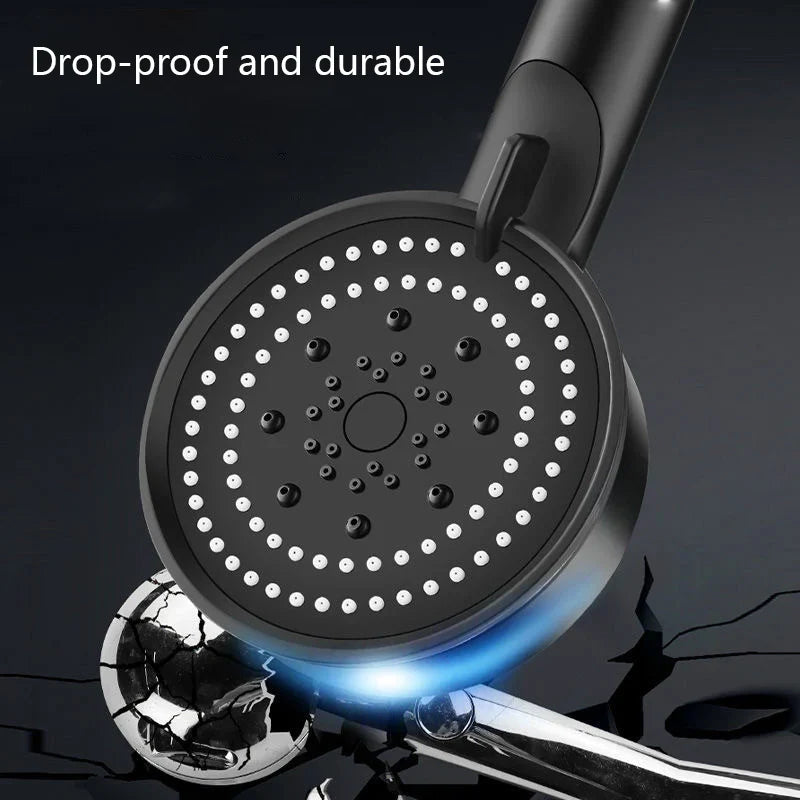 High Pressure Shower Head with Hose – 5 Modes Adjustable, Water-Saving Spray Nozzle with One-Key Stop for Bathroom Accessories