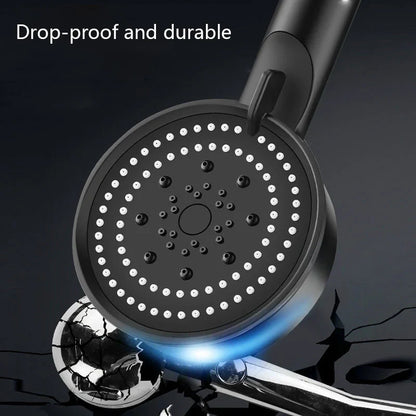 High Pressure Shower Head with Hose – 5 Modes Adjustable, Water-Saving Spray Nozzle with One-Key Stop for Bathroom Accessories