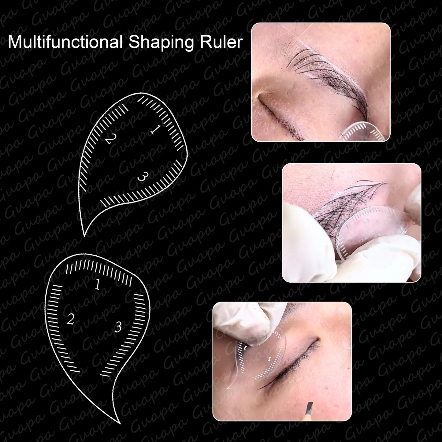 Tear Drop Arch Brow Mapping Tool Kit — 1-Minute PMU Eyebrow Shaping Ruler & Stencil for Hairstroke & Eyeliner