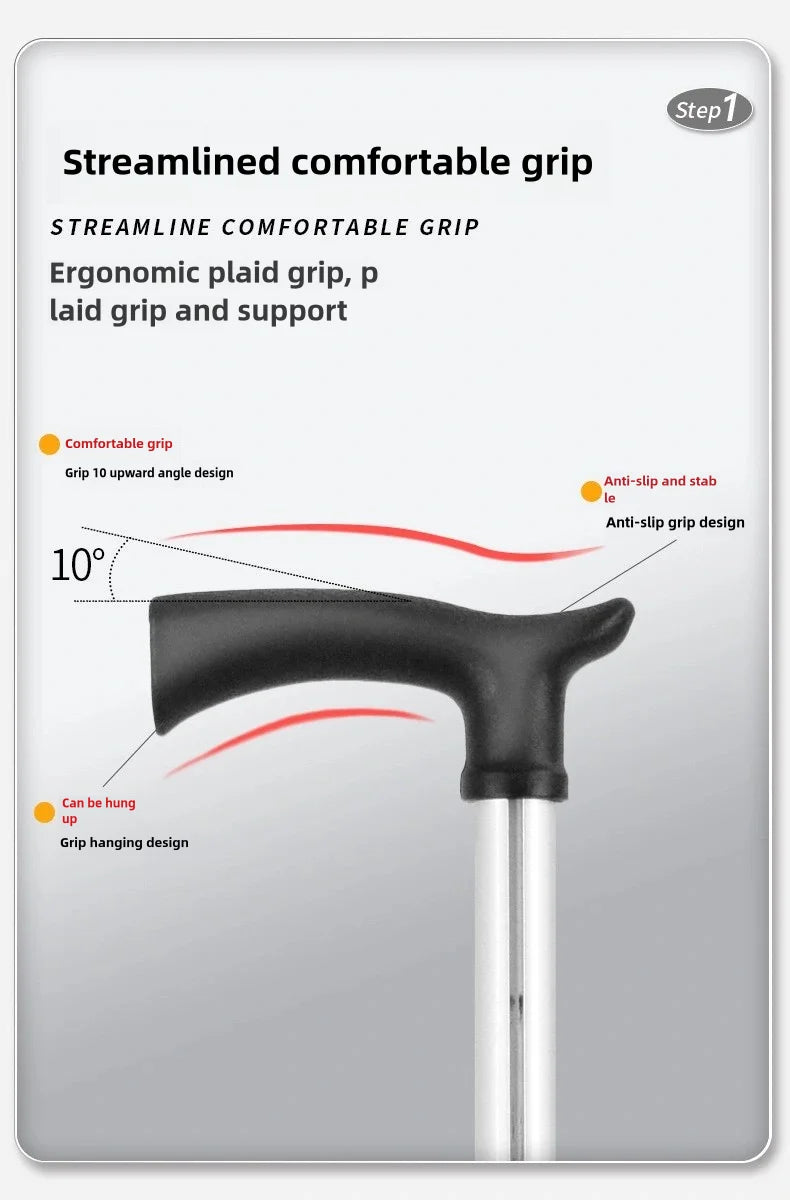 2-in-1 Portable Folding Cane & Chair — Quick-Fold Walking Stick with Built-In Seat and Three Legs