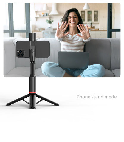 Roreta Portable Wireless Bluetooth Selfie Stick Tripod with Fill Light – Telescopic for iPhone 13, Huawei, Xiaomi & Android Phones