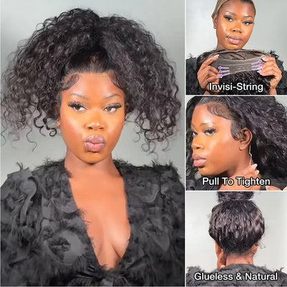250% Density 360 HD Full Lace Glueless Wig – 30 Inch Deep Water Wave Frontal Human Hair Wig
