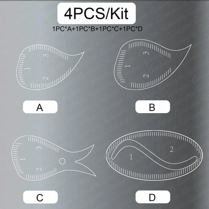 Tear Drop Arch Brow Mapping Tool Kit — 1-Minute PMU Eyebrow Shaping Ruler & Stencil for Hairstroke & Eyeliner
