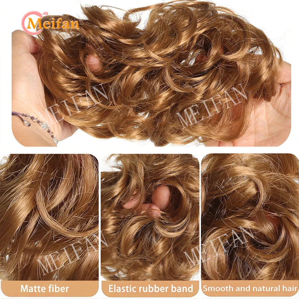 MEIFAN Synthetic Chignon Hair Bun – Elastic Rubber Band Clip-In Updo Ponytail Hair Extension for Women
