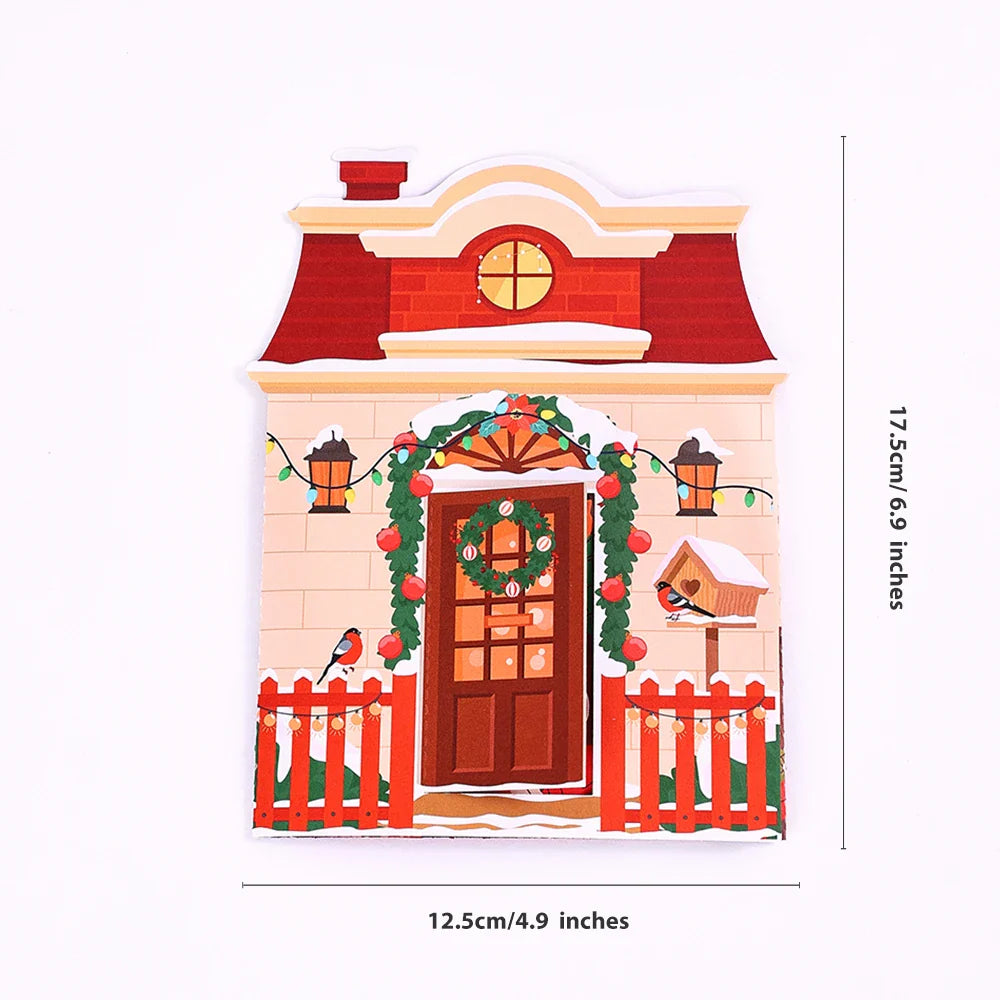 3D Christmas Tree Greeting Card – Cat Xmas Pop-Up Postcard with Envelope