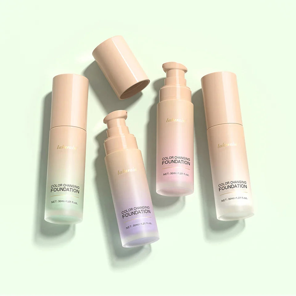 Color-Changing 4-in-1 Foundation – Moisturizing SPF 30+ Longwear Waterproof Makeup Base for Hydrating Travel Coverage