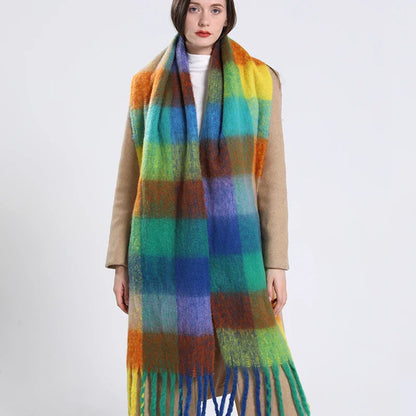 Plush Cashmere Winter Scarf: Luxurious Women's Shawl & Wrap with Long Tassel - Elegant Pashmina Neckerchief for Extra Warmth