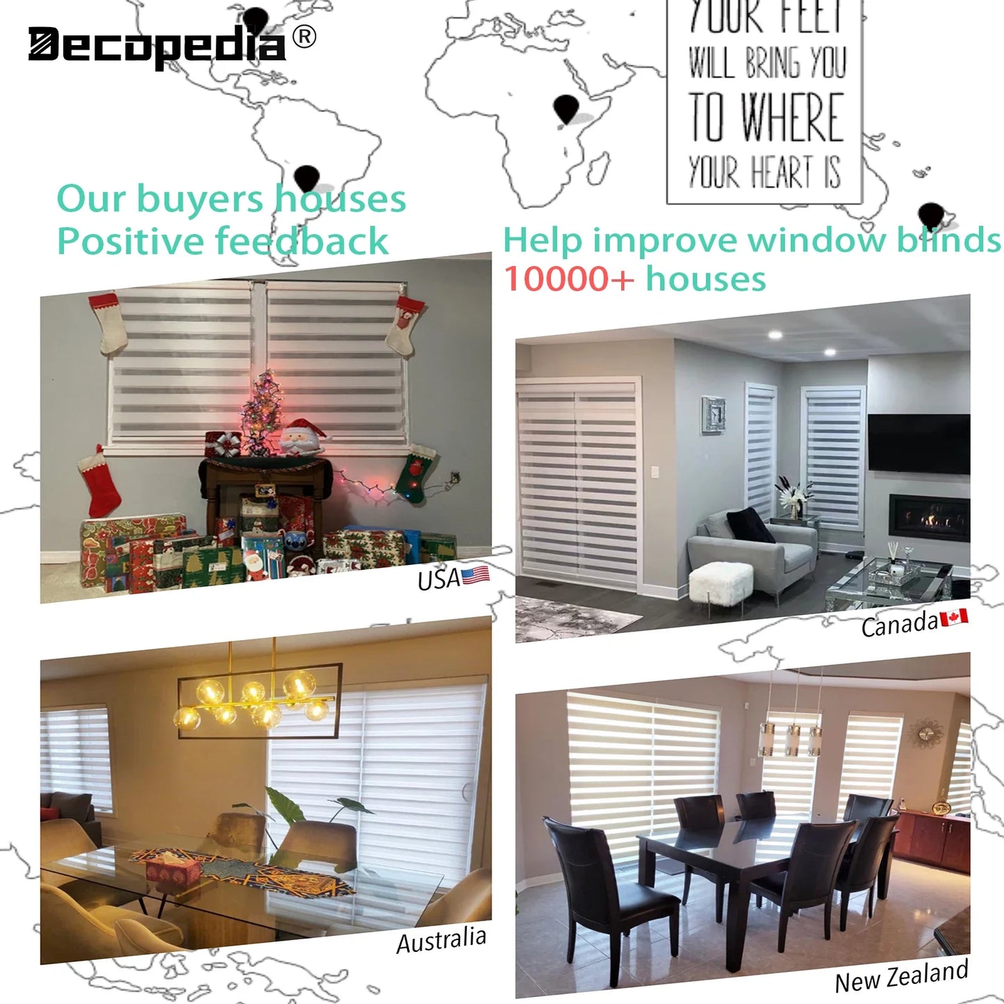 Decopedia Custom Zebra Blinds – Day & Night Blackout Roller Shades with Square Valance for Windows & Sliding Doors