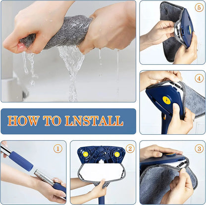 360° Rotatable Triangle Mop | Adjustable Long Handle Microfiber Mop for Wet & Dry Cleaning | Multifunctional Floor Cleaner