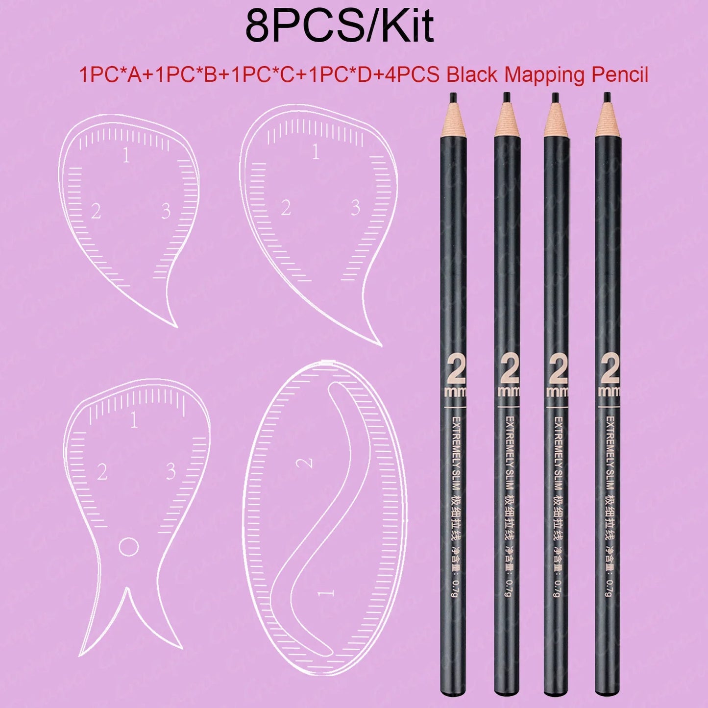 Tear Drop Arch Brow Mapping Tool Kit — 1-Minute PMU Eyebrow Shaping Ruler & Stencil for Hairstroke & Eyeliner