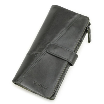 Women's Genuine Leather Long Wallet – Fashion Clutch with Coin Purse, Card Holder & Phone Pocket by Contact's