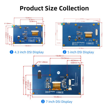 PistBit 4.3/5/7 Inch DSI Touch Screen LCD Monitor – Portable Capacitive Display 800x480 for Raspberry Pi 5/4/3/3B+