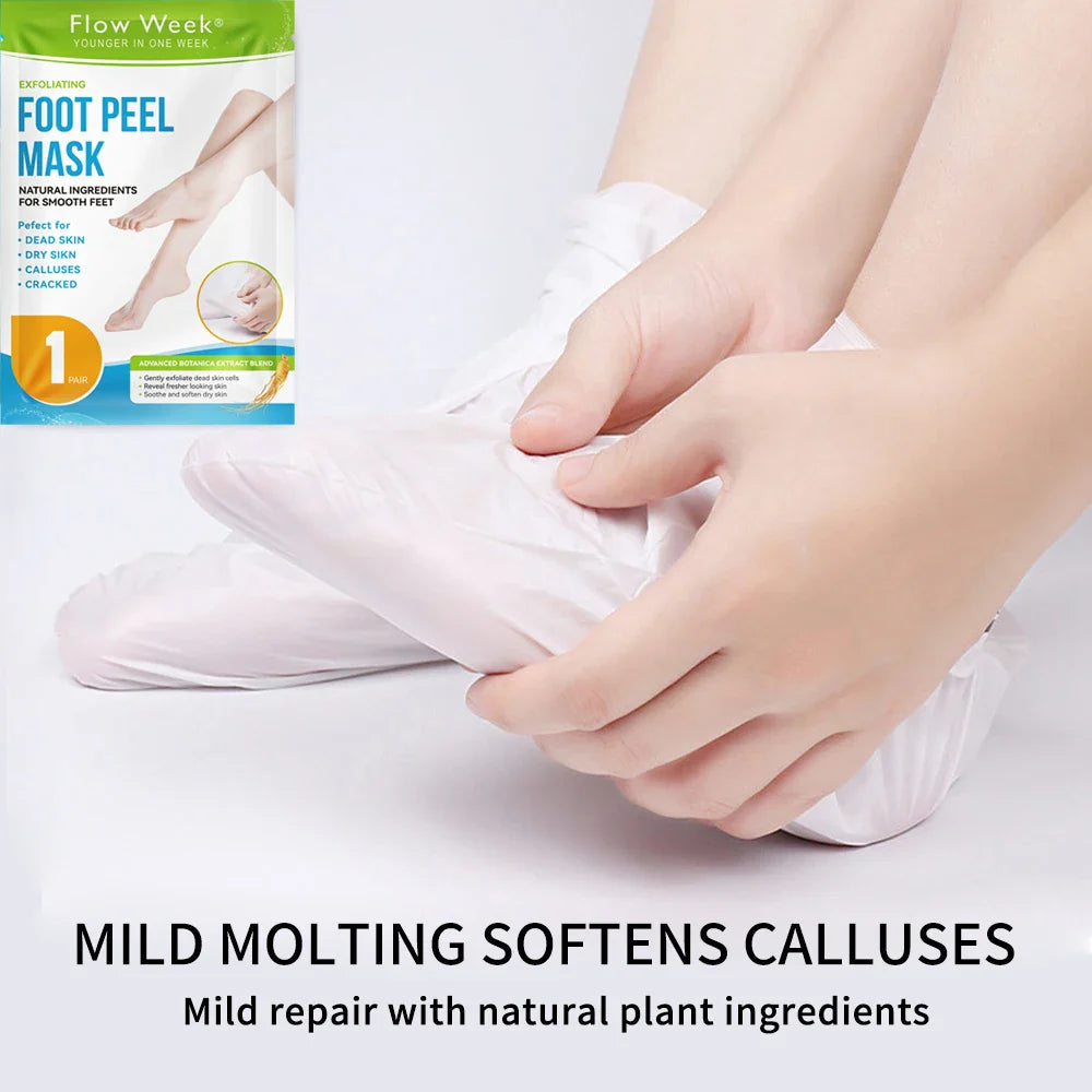 FlowWeek Exfoliating Foot Mask – Removes Dead Skin, Calluses & Dry, Chapped Feet for Smooth, Soft Skin