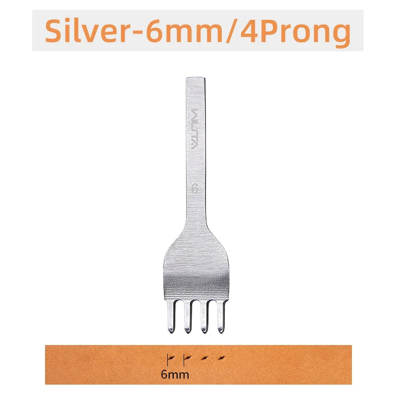 WUTA Leather Chisel Tool – Diamond Pricking Iron with 3/4/5/6mm Hole Punch for Stitching & Leathercraft