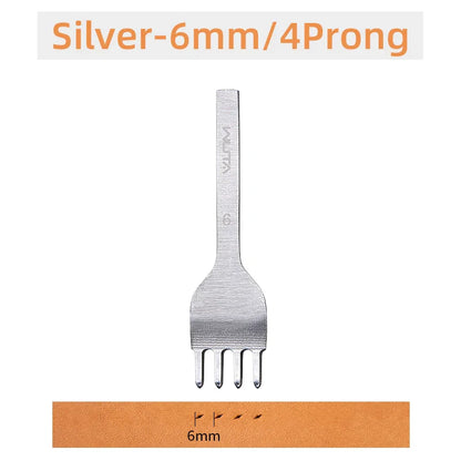 WUTA Leather Chisel Tool – Diamond Pricking Iron with 3/4/5/6mm Hole Punch for Stitching & Leathercraft