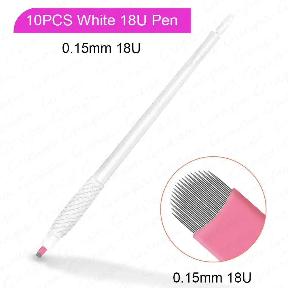 10PCS Microblading Disposable Pens — U18 0.18mm Microblade Tools for Eyebrow Permanent Makeup