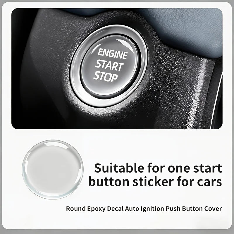 Crystal Clear Car Start Stop Button Sticker - Transparent Protective Cover for Ignition Switch