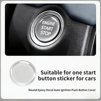 Crystal Clear Car Start Stop Button Sticker - Transparent Protective Cover for Ignition Switch