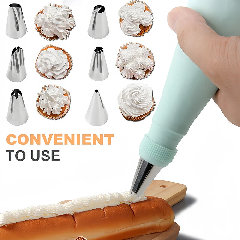Cake Decorating Tools Kit – Pastry Turntable, Piping Nozzles, Bags & Icing Scraper Set for Baking
