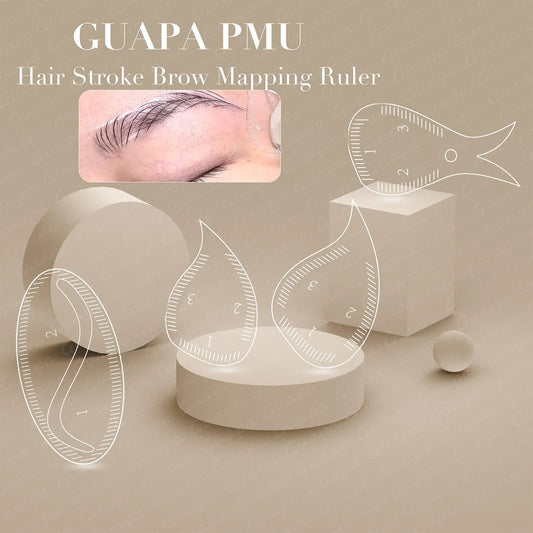 Tear Drop Arch Brow Mapping Tool Kit — 1-Minute PMU Eyebrow Shaping Ruler & Stencil for Hairstroke & Eyeliner