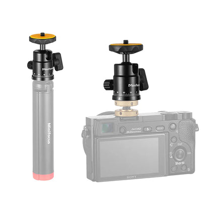 Mini Ball Head Panoramic Tripod – 1/4'' Hot Shoe Mount for DSLR Camera, Camcorder, Monitor, Smartphone, Light, Microphone, Slider