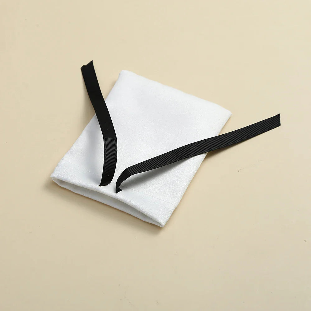 10pcs White Flannel Velvet Drawstring Gift Bags – Jewelry Pouches for Wedding, Travel, DIY Bracelets & Ring Packaging