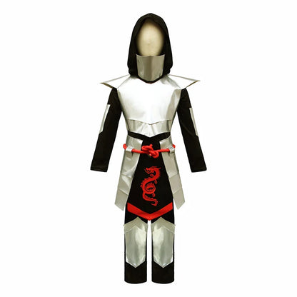 2025 Kids Dragon Ninja Costume – Silver Ninja Halloween Cosplay Outfit for Boys