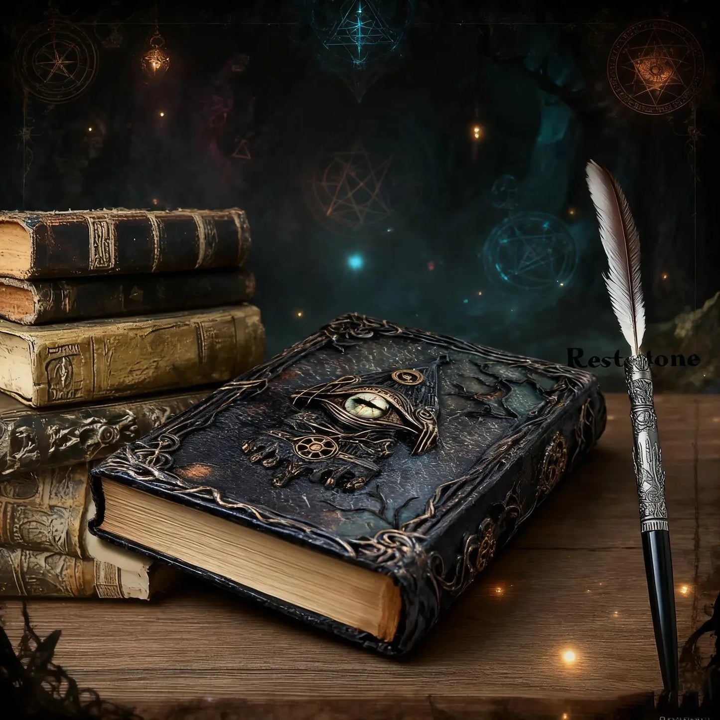 Vintage Magic Eye Journal - Embossed Leather Gothic Grimoire Notebook for Witches, Occult Lovers & Collectors
