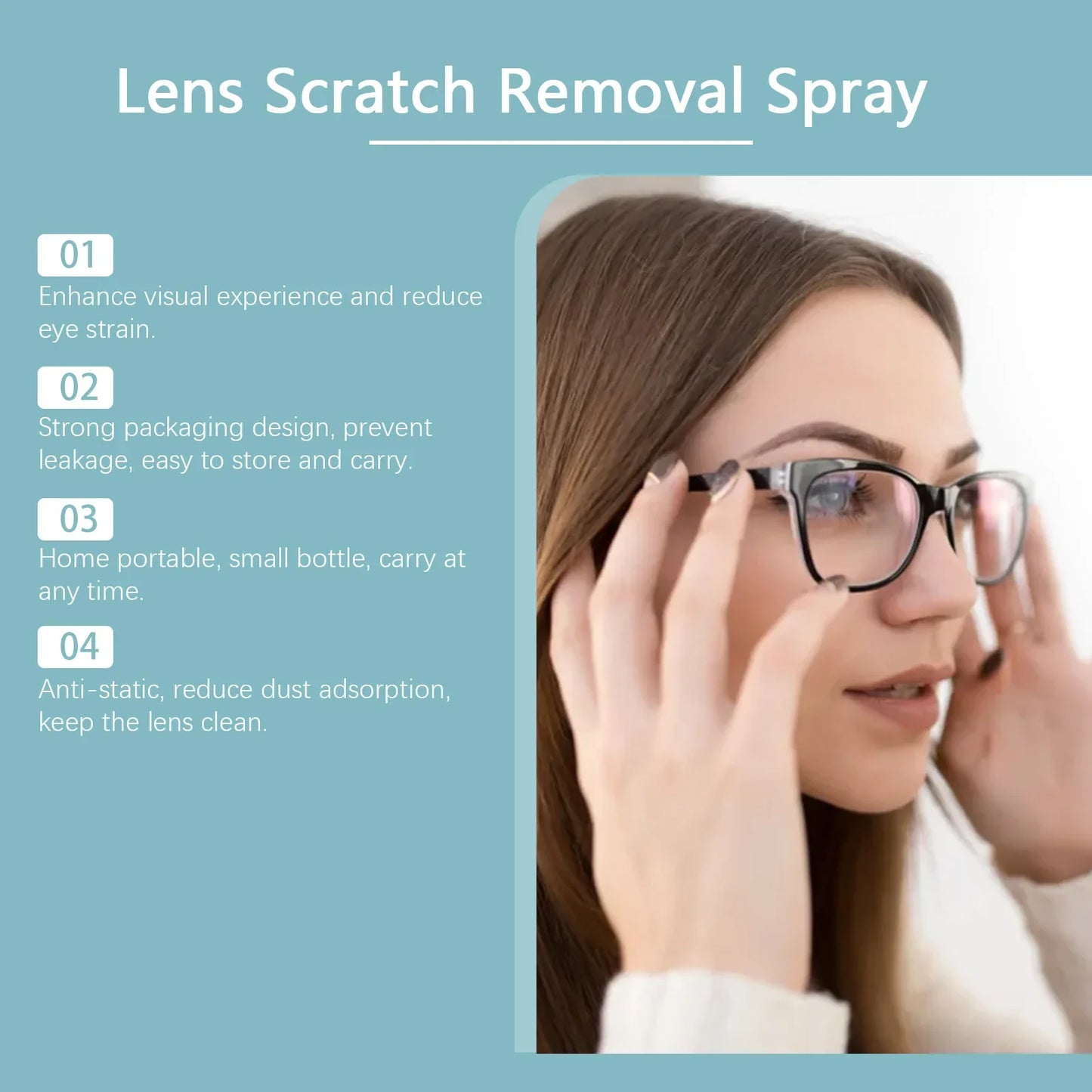 Jue-Fish 100ml Glasses Scratch Removal Spray – Lens & Camera Screen Cleaner, Eyeglass Repair Solution