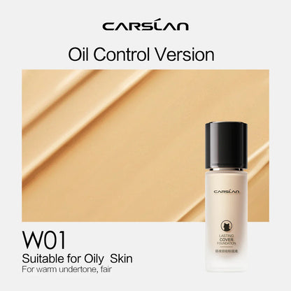 CARSLAN Long-Lasting Moisture Matte Liquid Foundation – Full Coverage Concealer, Whitening & Oil Control Face Base Makeup