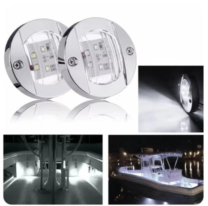 Blue & White Marine LED Deck Courtesy Lights – Waterproof Stern Transom Boat Lamps (1-4pcs)