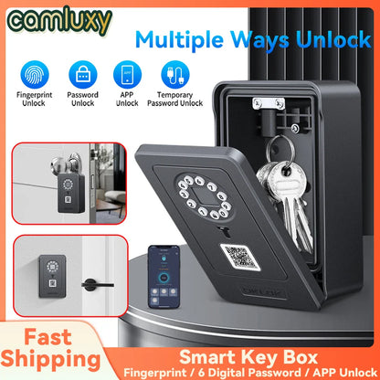 Camluxy Smart Key Box with Fingerprint & Digital Password – Secure Lockbox with IC Card and Combination Code Unlock