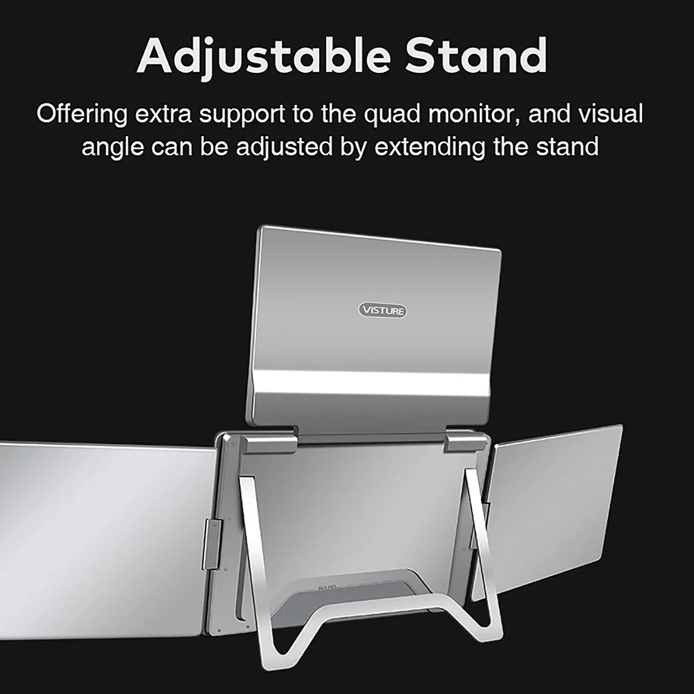 Triple Screen Portable LCD Monitor — FHD Backlit Secondary Display for Laptop with 1-Cable Connection