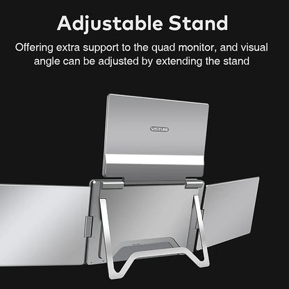 Triple Screen Portable LCD Monitor — FHD Backlit Secondary Display for Laptop with 1-Cable Connection