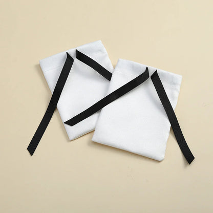 10pcs White Flannel Velvet Drawstring Gift Bags – Jewelry Pouches for Wedding, Travel, DIY Bracelets & Ring Packaging