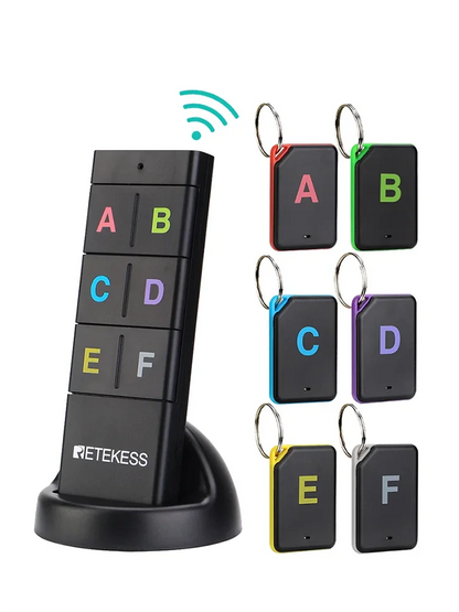 Retekess TH104 Wireless Key Finder Set – RF Key Locator with 1 Transmitter & 6 Receivers for Wallet, Pet & Item Tracking