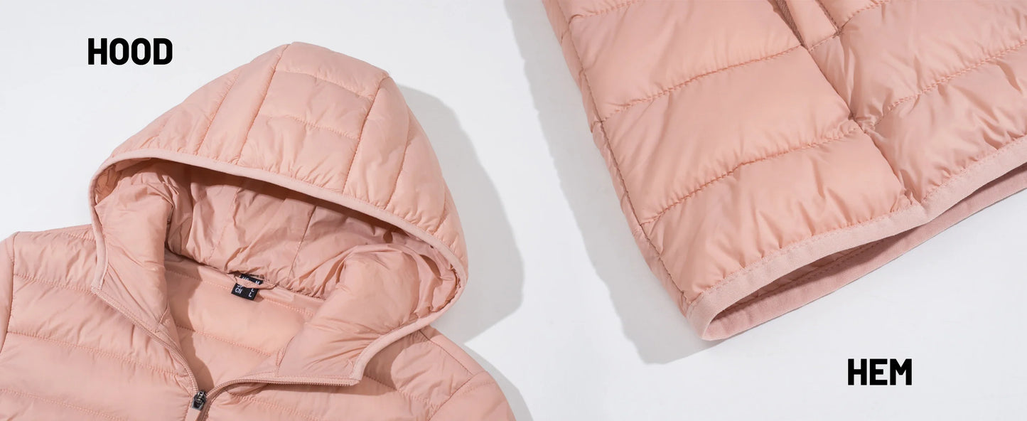 TACVASEN Women's Hooded Puffer Jacket – Full Zip Quilted Winter Coat, Lightweight Windbreaker Outerwear