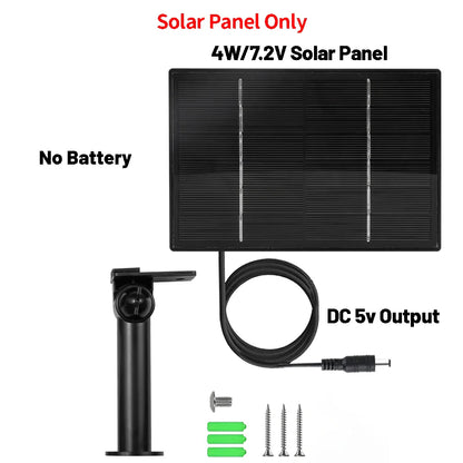 D4 5V/6V Solar Battery Charger – 4W Portable Solar Power Bank for Security Cameras, DC 5521 Output
