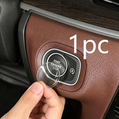 Crystal Clear Car Start Stop Button Sticker - Transparent Protective Cover for Ignition Switch